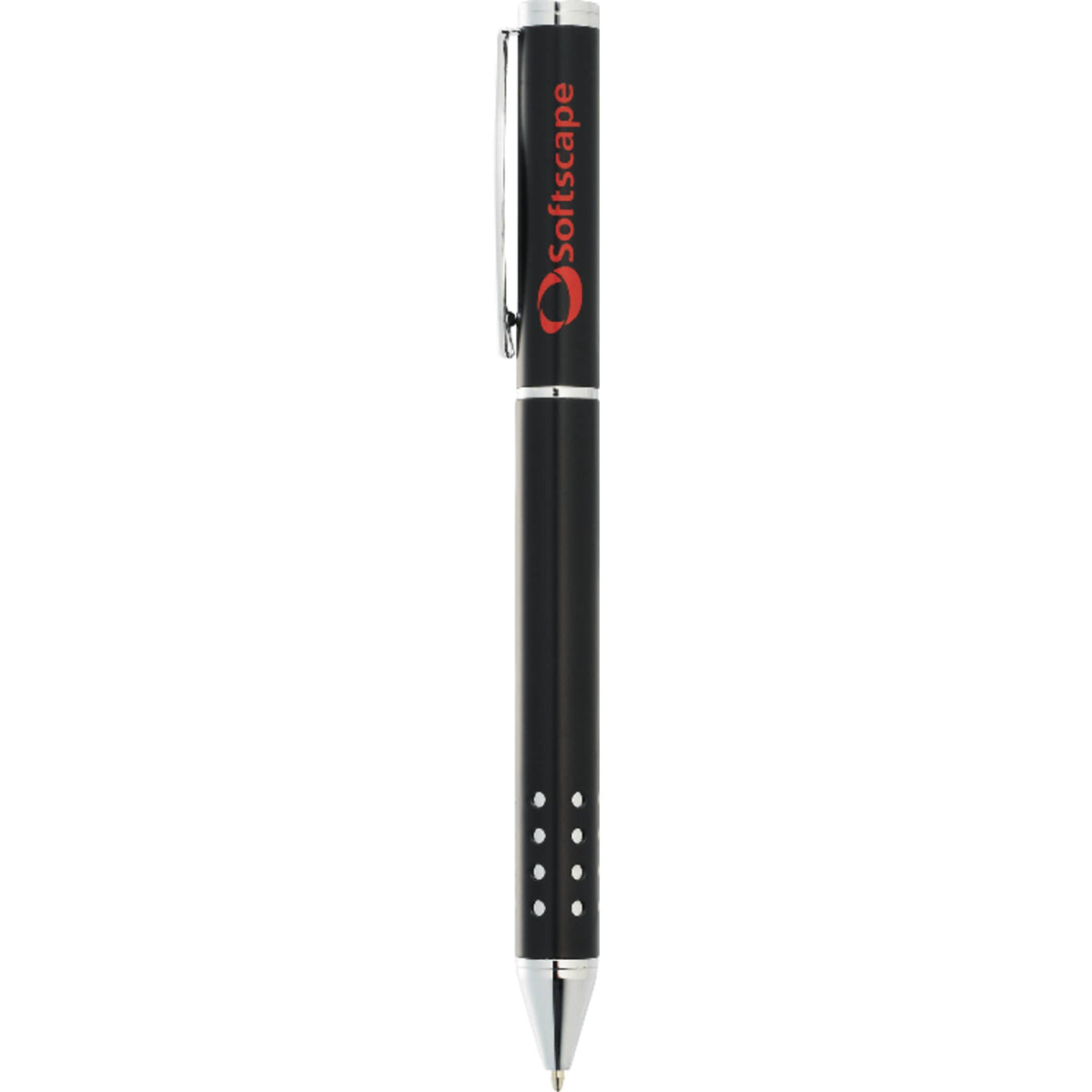 Tuscany Brass Ballpoint with Chrome Cutouts Laser Engraving - Black - Front