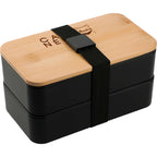 Two Tier Bamboo Fiber Bento Box with Utensil Storage Laser Engraving - Black - Right Angle 2