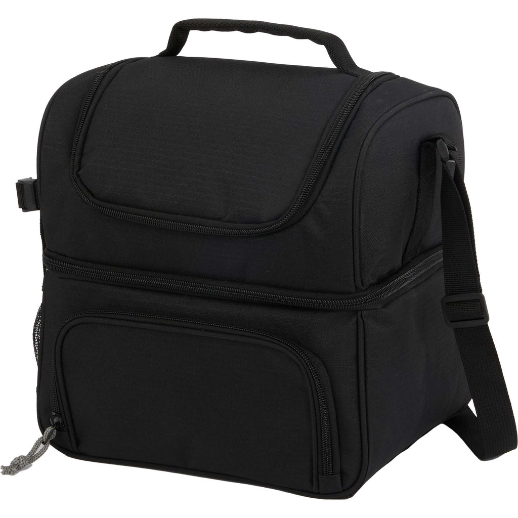 Two Tier Lunch Cooler for 12 Cans Transfer - Black - Left Angle