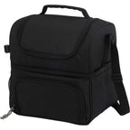 Two Tier Lunch Cooler for 12 Cans Transfer - Black - Left Angle