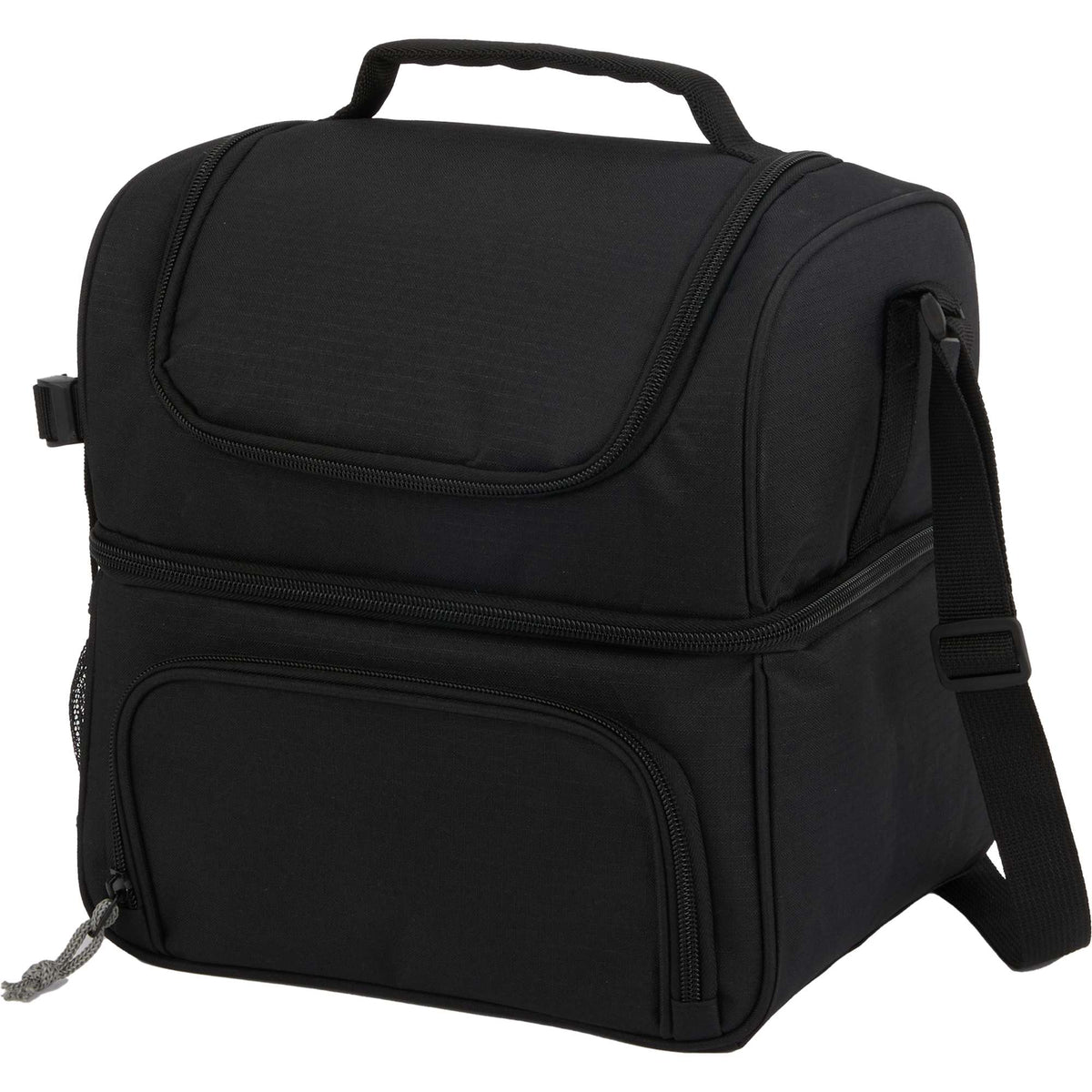 Two Tier Lunch Cooler for 12 Cans Transfer - Black - Left Angle