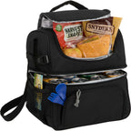 Two Tier Lunch Cooler for 12 Cans Transfer - Black - Right Angle Propped 2