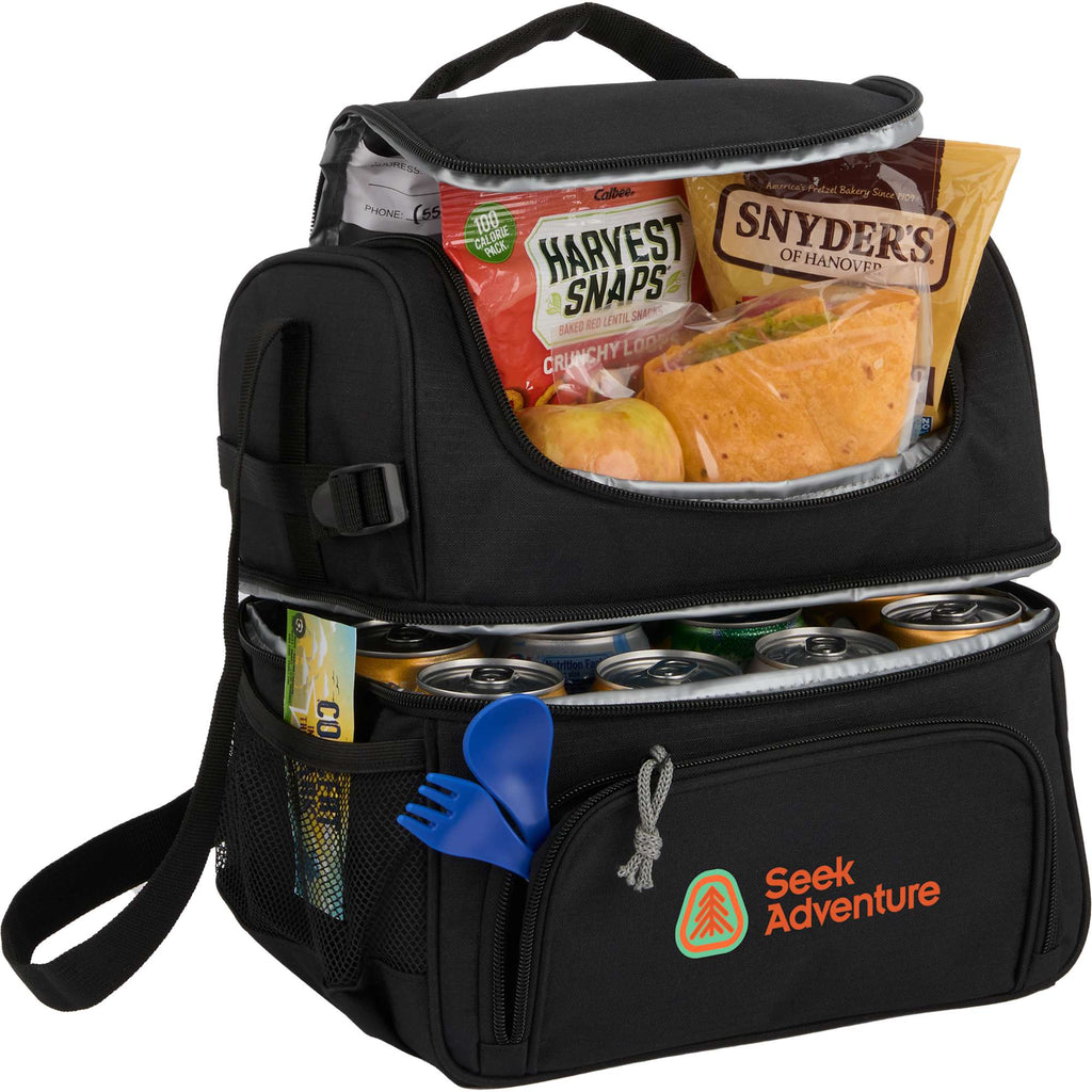 Two Tier Lunch Cooler for 12 Cans Transfer - Black - Right Angle Propped