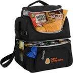 Two Tier Lunch Cooler for 12 Cans Transfer - Black - Right Angle Propped