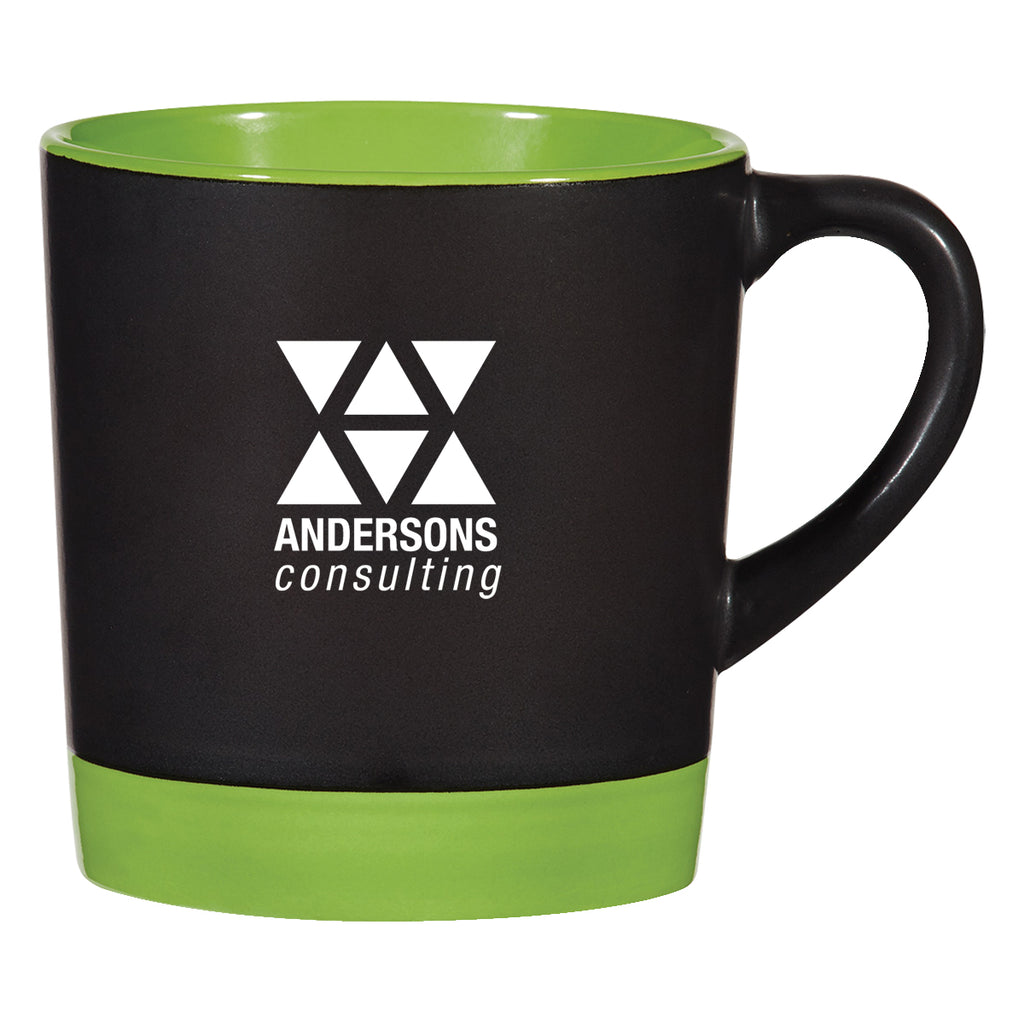 Two-Tone Americano Mug, 12 oz - Black With Lime Green - Ceramic