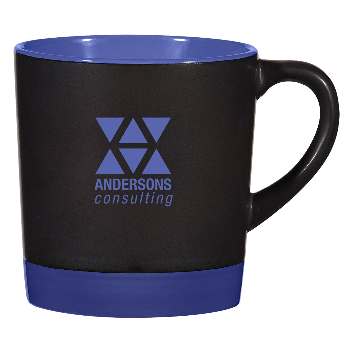 Two-Tone Americano Mug, 12 oz - Black With Ocean - Ceramic