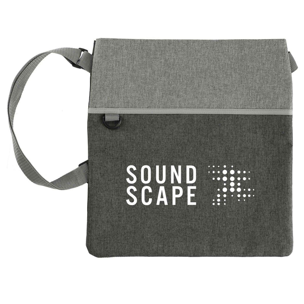 Two-Tone Heather Crossbody Tote in Recycled Polyester Embroidery - Graphite - Front 2
