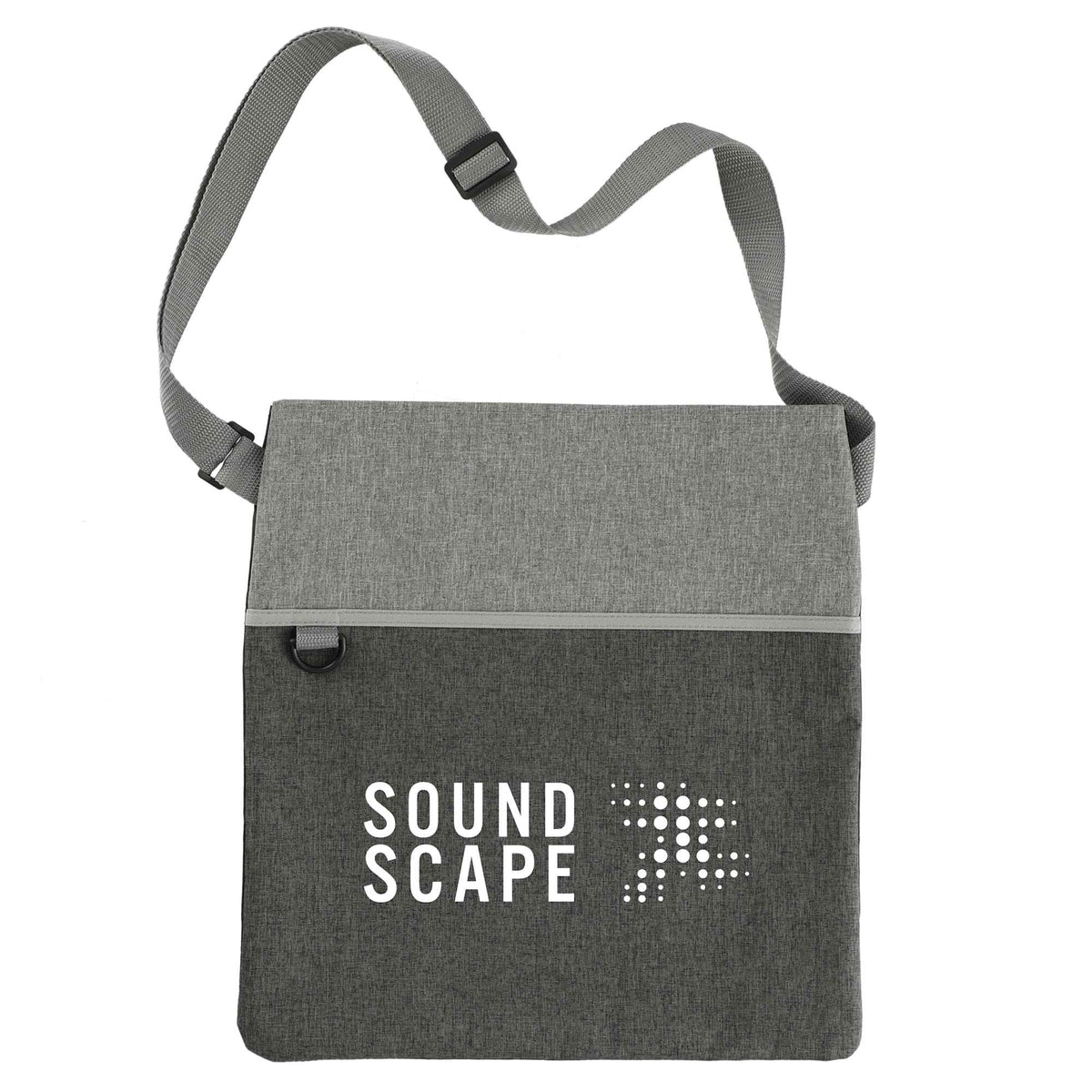 Two-Tone Heather Crossbody Tote in Recycled Polyester Embroidery - Graphite - Front