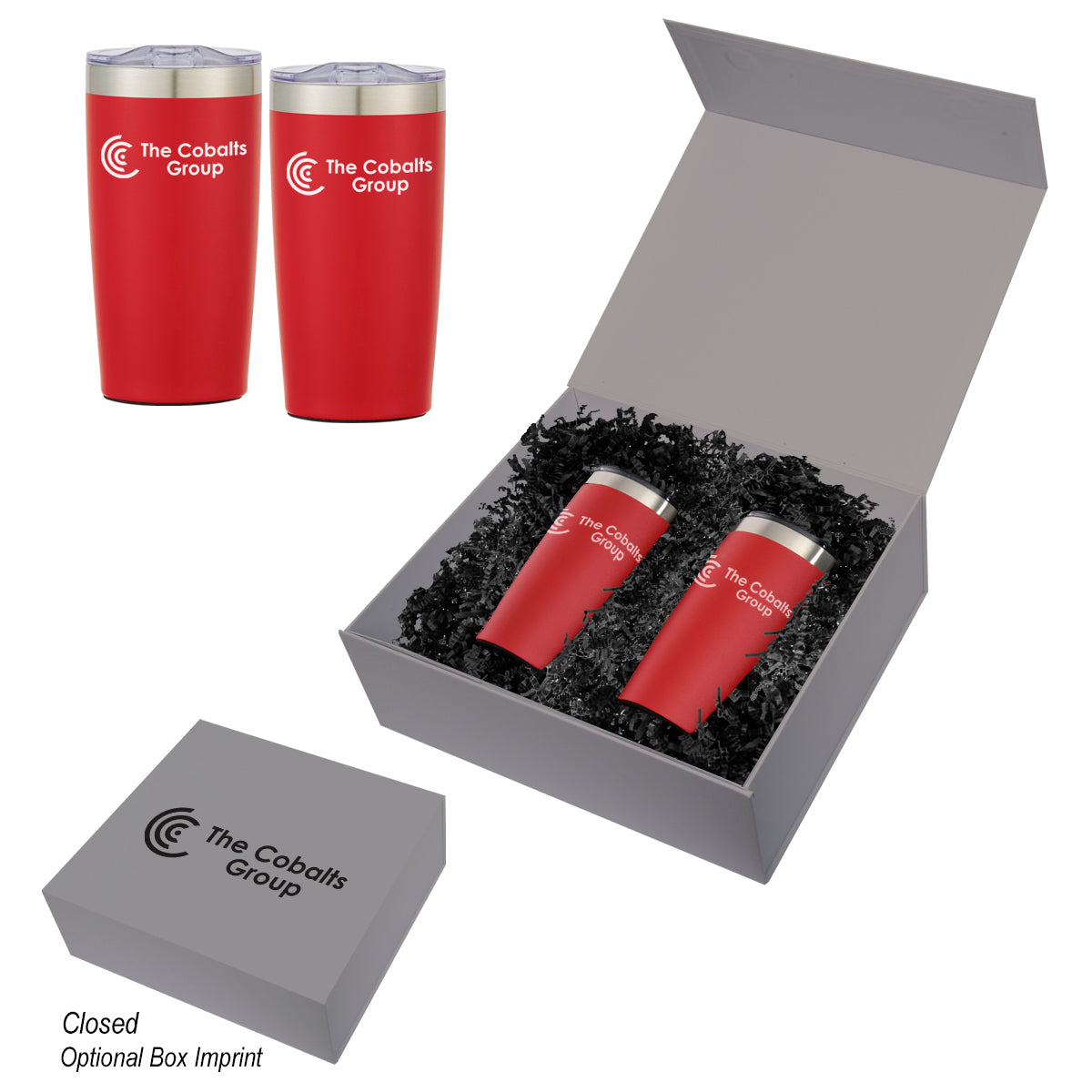 Two-Tone Himalayan Recycled Tumbler Gift Set, 20 oz - Red - Silk Screen