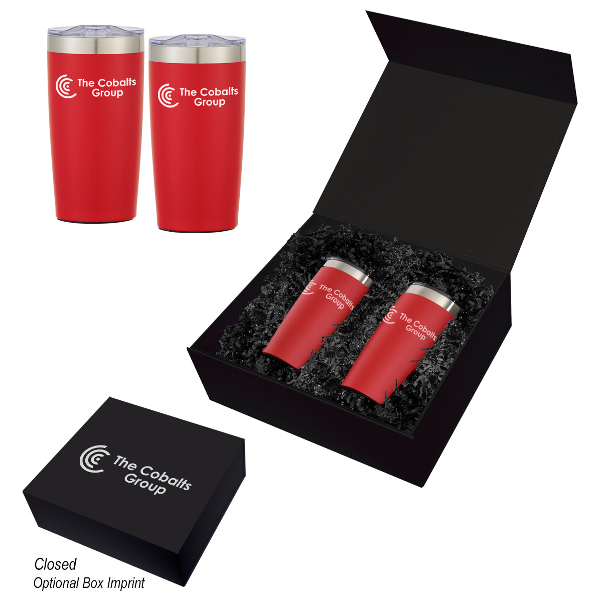 Two-Tone Himalayan Recycled Tumbler Gift Set, 20 oz - Red - Silk Screen