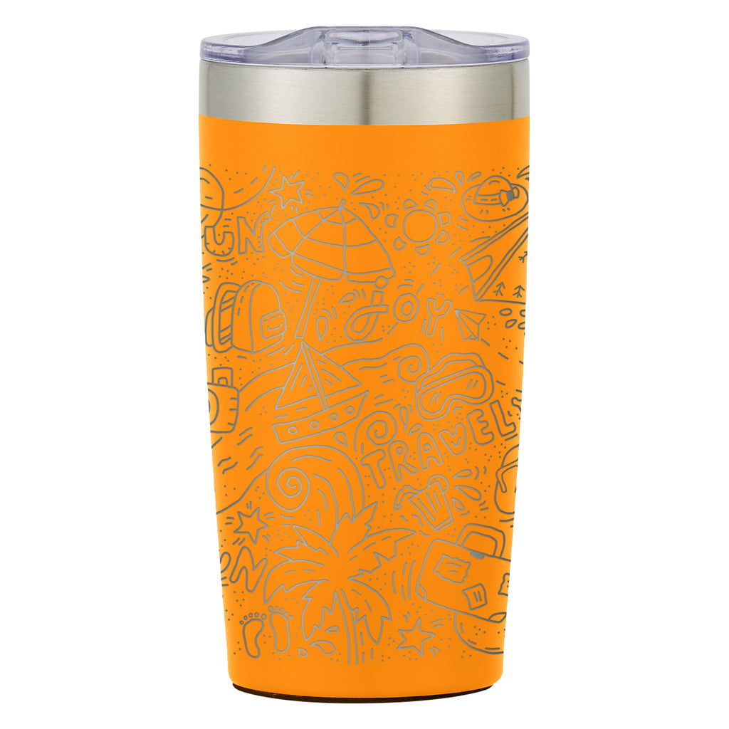 Two-Tone Himalayan Recycled Tumbler, Laser Engraved, 20 oz - Orange - Laser