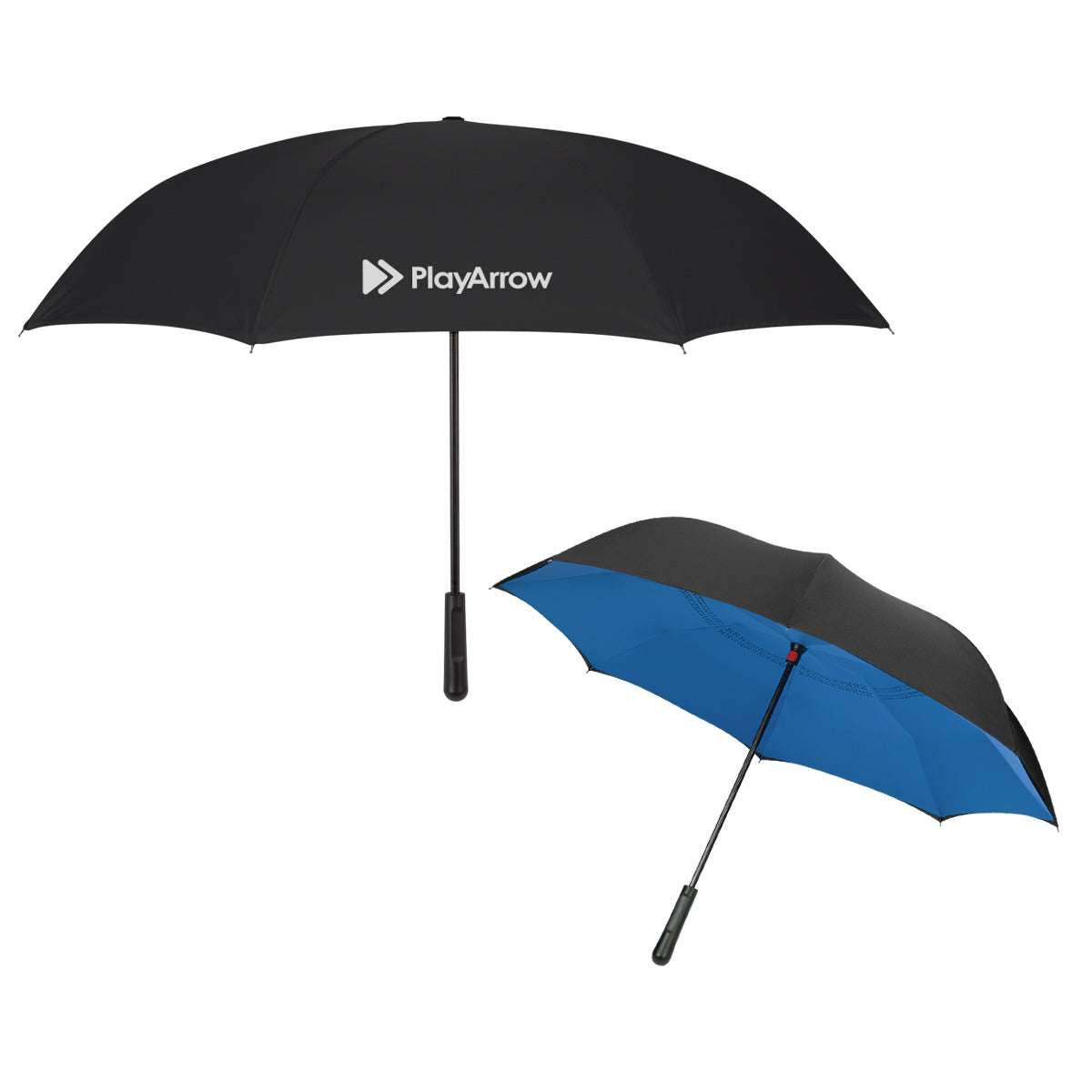 Two-Tone Inversion Umbrella, 48 Inch Arc - Black with Black - Silk Screen
