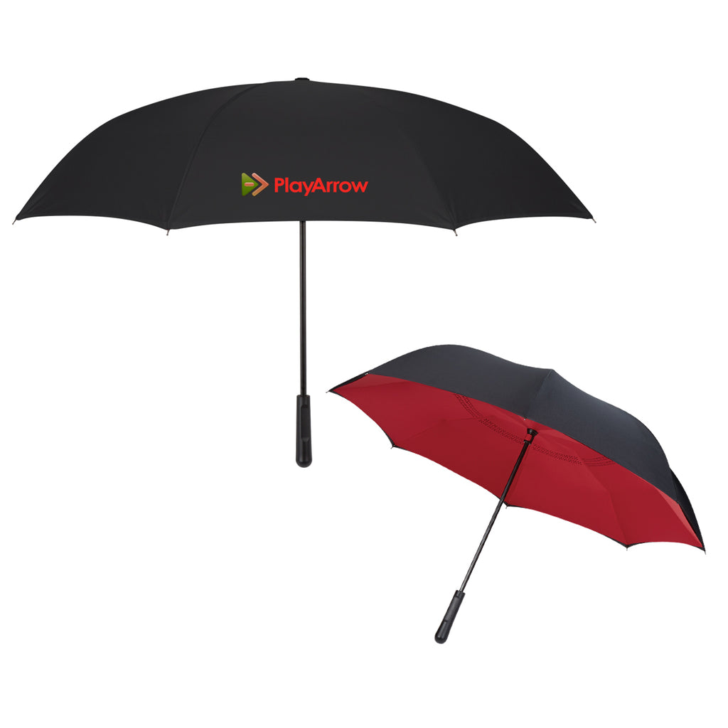 Two-Tone Inversion Umbrella, 48 Inch Arc - Red - Colorbrite