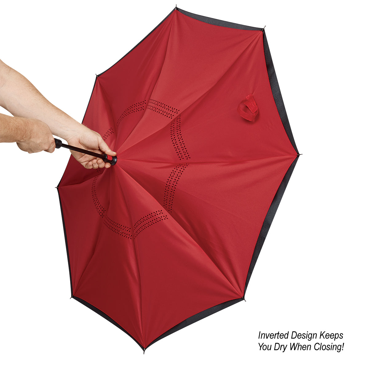 Two-Tone Inversion Umbrella, 48 Inch Arc - Red - Open_Inset