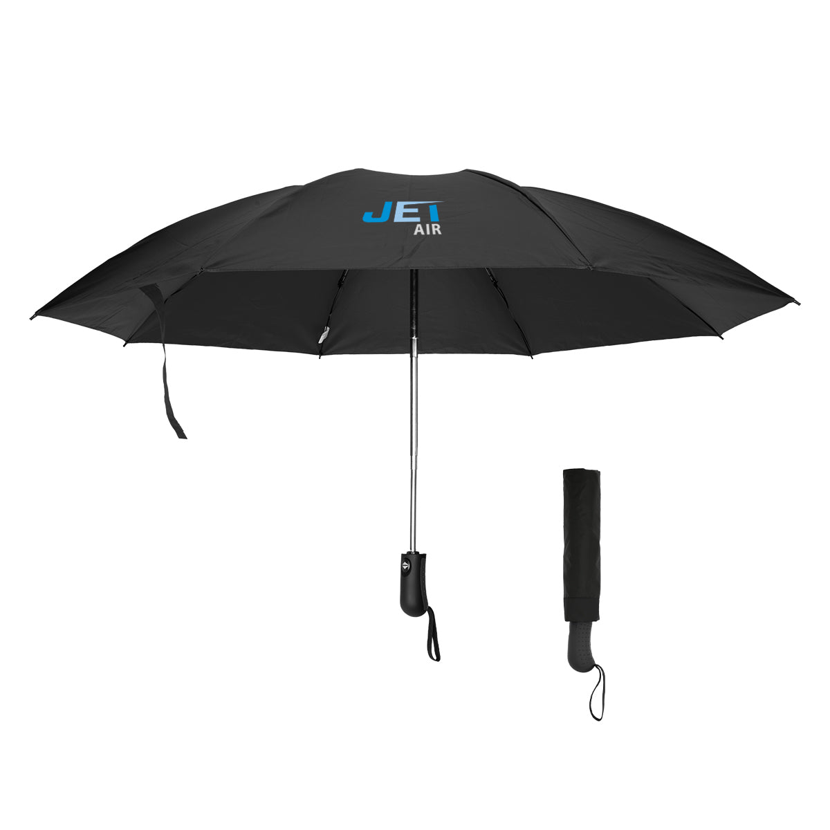 Two-Tone Inversion Umbrella with Recycled Canopy, 46 Inch Arc - Black with Black - Colorbrite