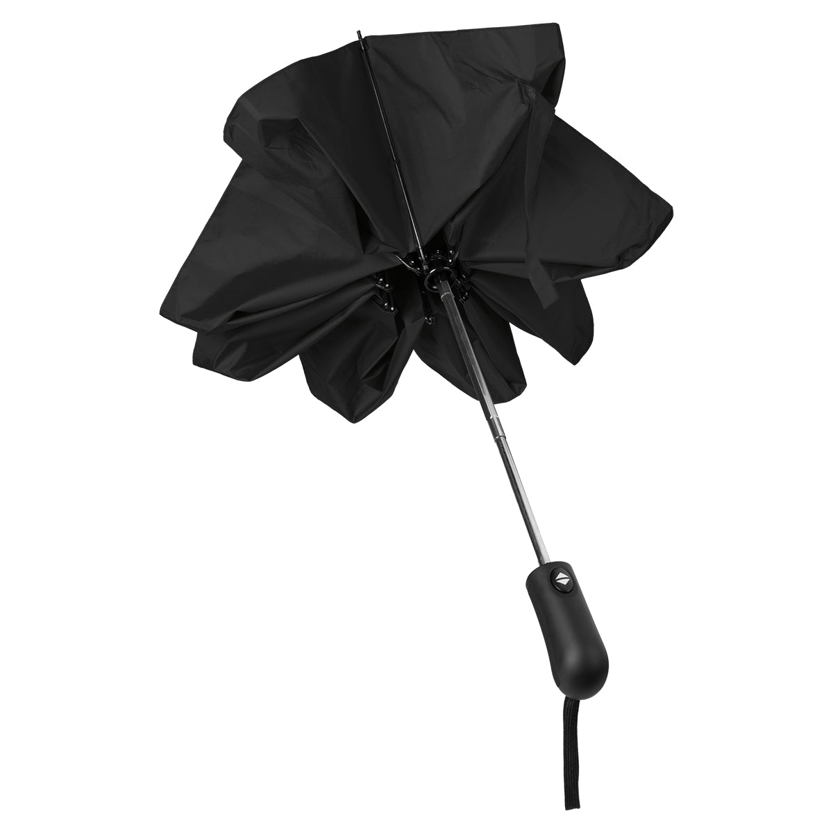 Two-Tone Inversion Umbrella with Recycled Canopy, 46 Inch Arc - Black with Black - Open