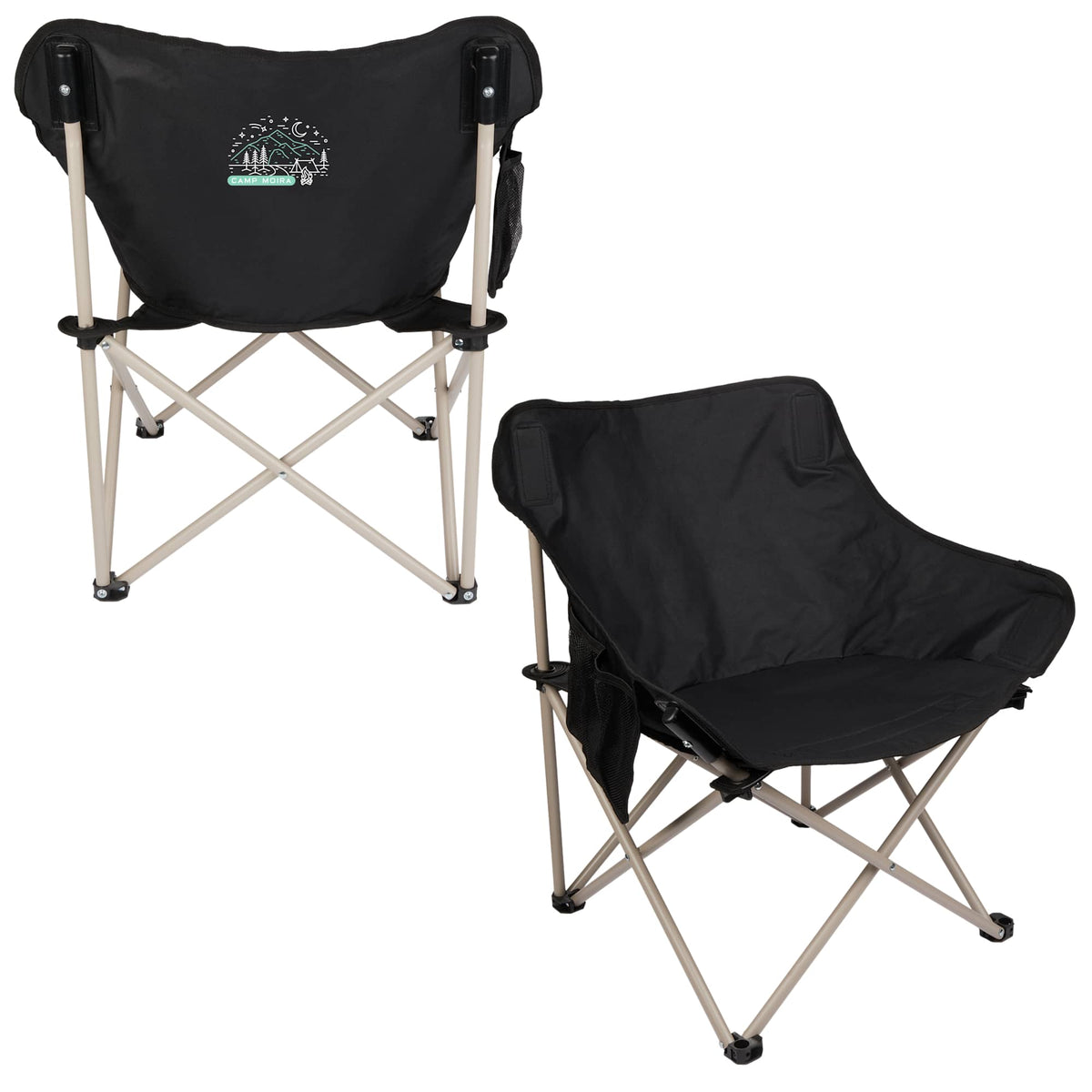 Two Tone Portable Camp Chair, 300 lb Capacity Transfer - Black - Front Default