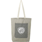 Two Tone Recycled Cotton Tote with Slash Pocket Embroidery - Natural/Black - Front
