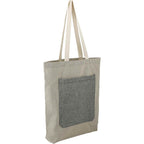 Two Tone Recycled Cotton Tote with Slash Pocket Embroidery - Natural/Black - Right Angle 3