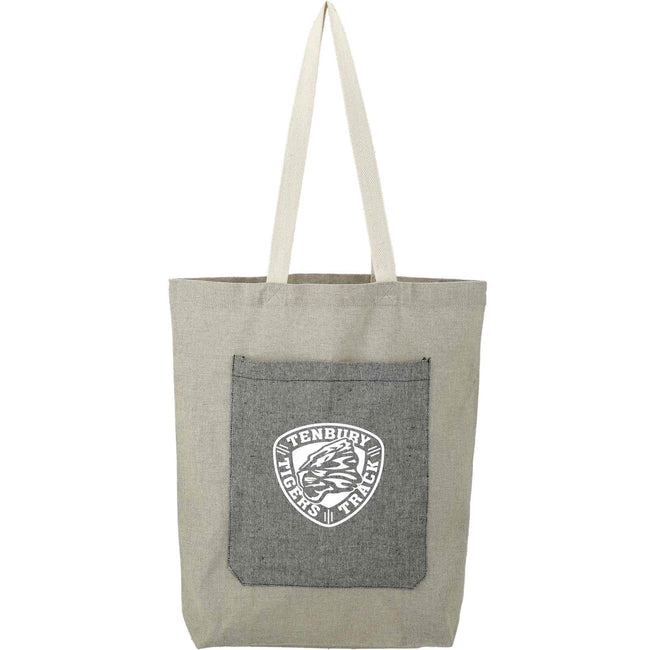 Two Tone Recycled Cotton Tote with Slash Pocket Full Color