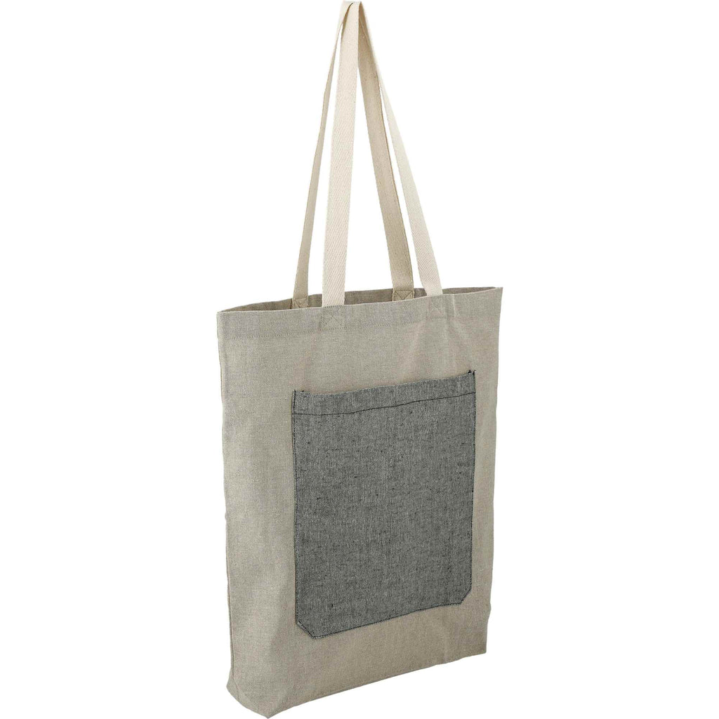 Two Tone Recycled Cotton Tote with Slash Pocket - Natural/Black - Right Angle 3