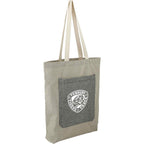 Two Tone Recycled Cotton Tote with Slash Pocket - Natural/Black - Right Angle