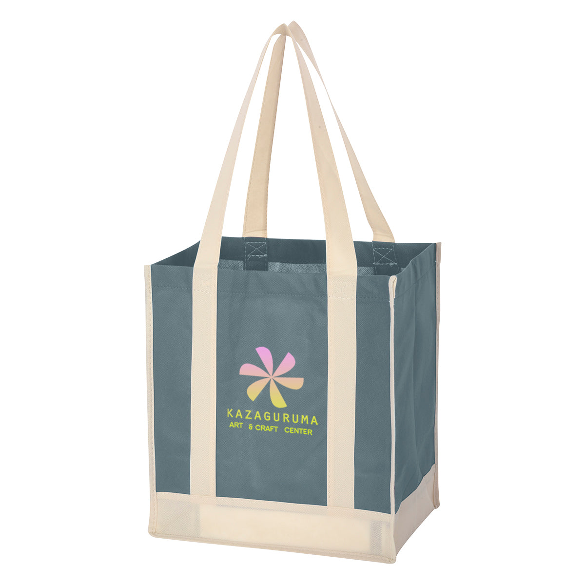 Two-Tone Recycled Shopper Tote Bag, Non-Woven - Colorbrite
