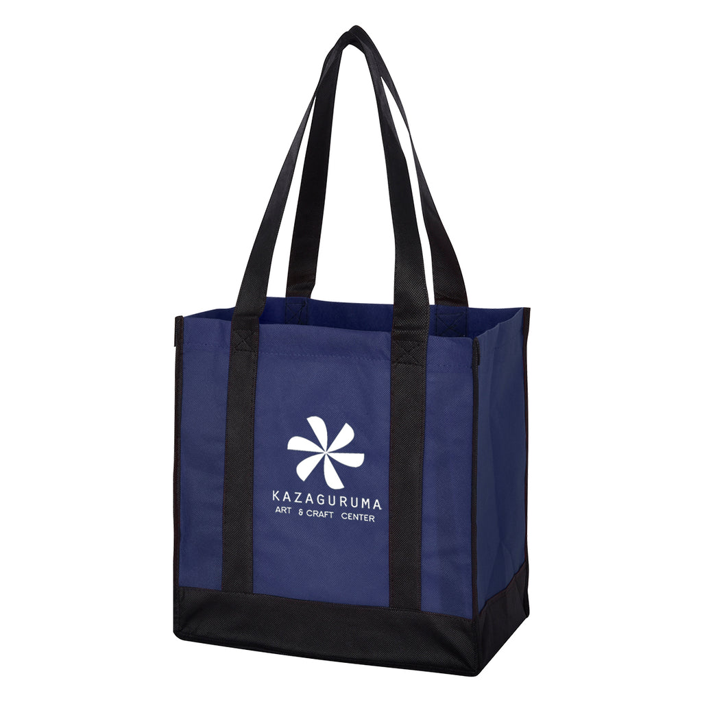 Two-Tone Recycled Shopper Tote Bag, Non-Woven - Silk Screen