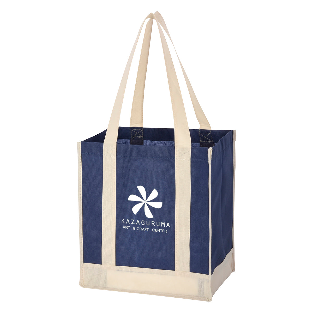 Two-Tone Recycled Shopper Tote Bag, Non-Woven - Silk Screen
