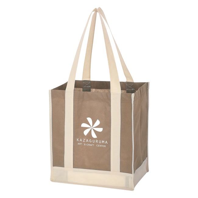 Two-Tone Recycled Shopper Tote Bag, Non-Woven
