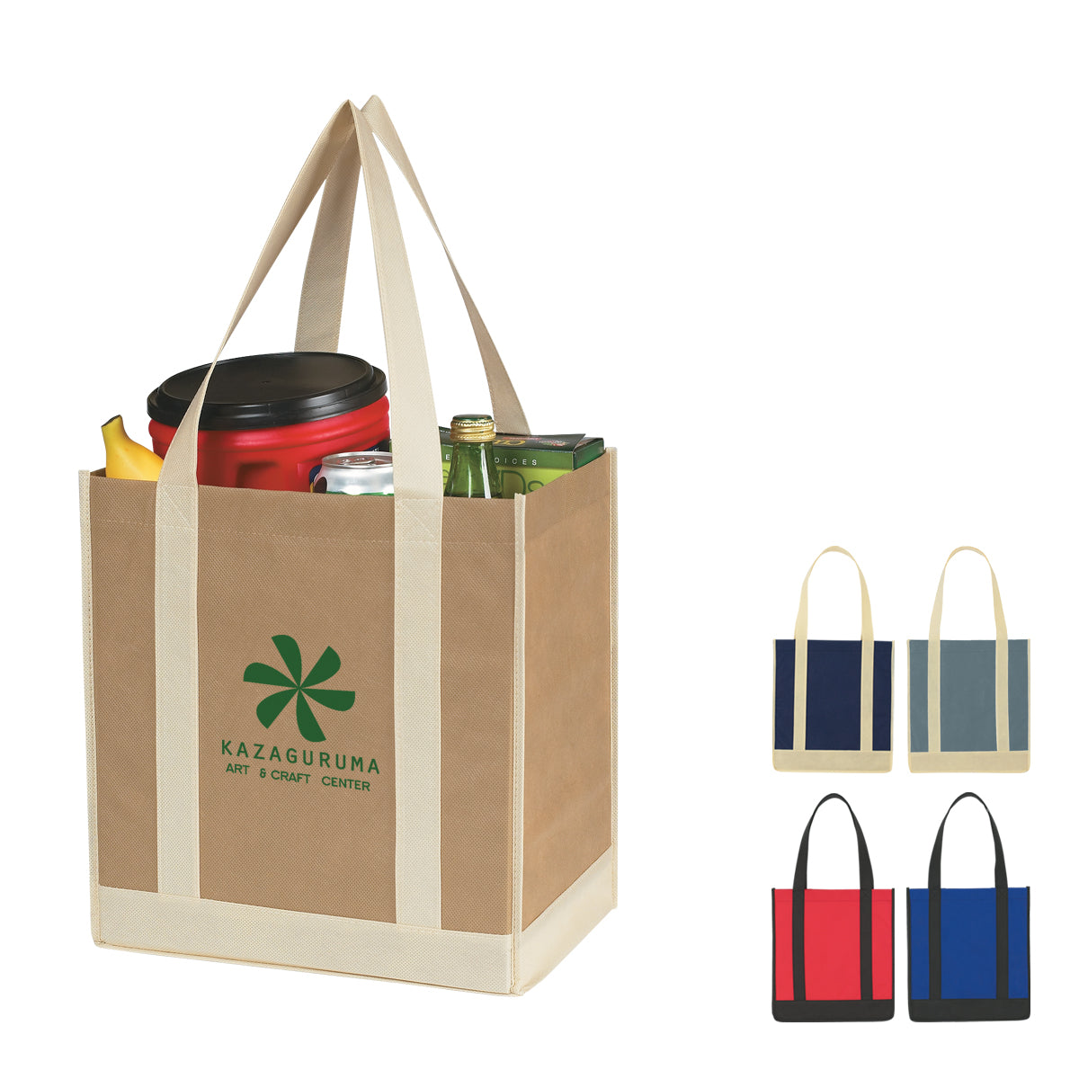 Two-Tone Recycled Shopper Tote Bag, Non-Woven