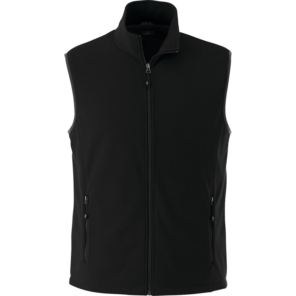 Tyndall Microfleece Vest with Contrast Binding for Men Embroidery - Black - Front Flat