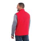 Tyndall Microfleece Vest with Contrast Binding for Men Laser Engraving - Team Red - Back On Model