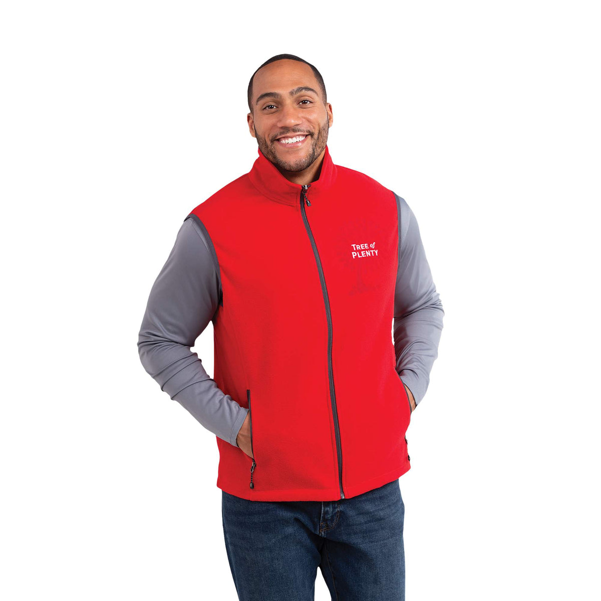 Tyndall Microfleece Vest with Contrast Binding for Men Laser Engraving - Team Red - Front On Model