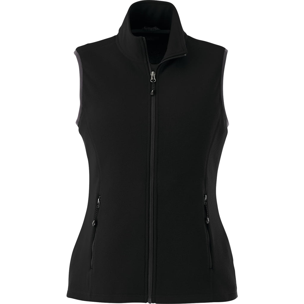 Tyndall Microfleece Vest with Contrast Binding for Women Embroidery - Black - Front Flat