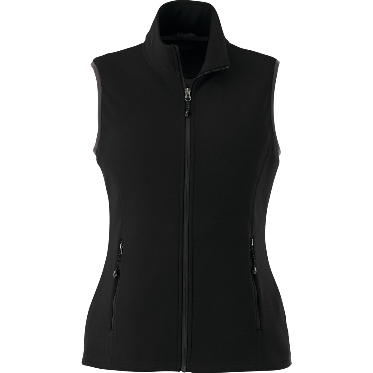 Tyndall Microfleece Vest with Contrast Binding for Women Laser Engraving - Black - Front Flat