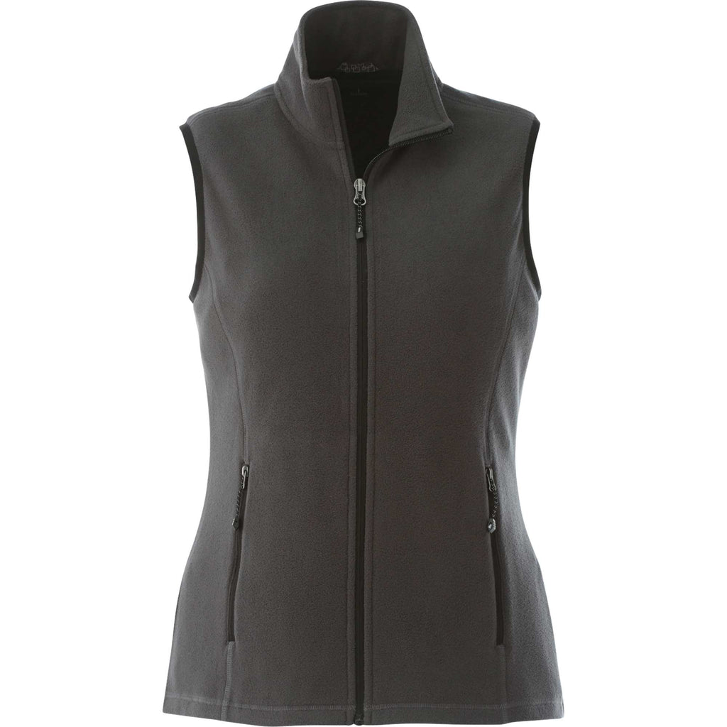 Tyndall Microfleece Vest with Contrast Binding for Women Laser Engraving - Grey Storm - Front Flat