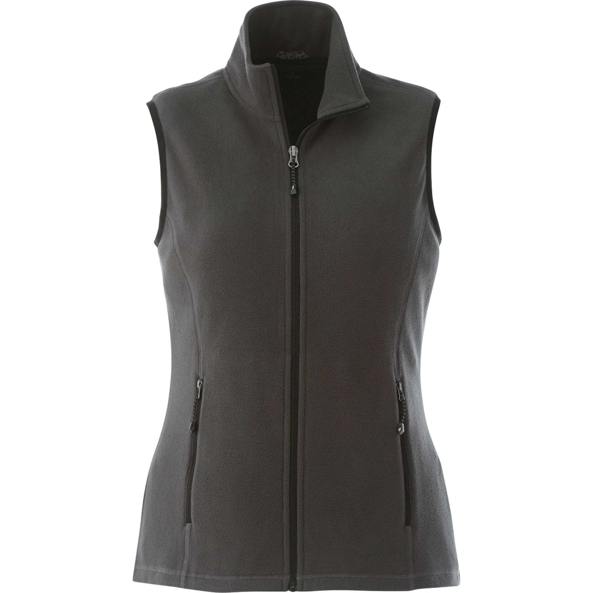 Tyndall Microfleece Vest with Contrast Binding for Women Laser Engraving - Grey Storm - Front Flat