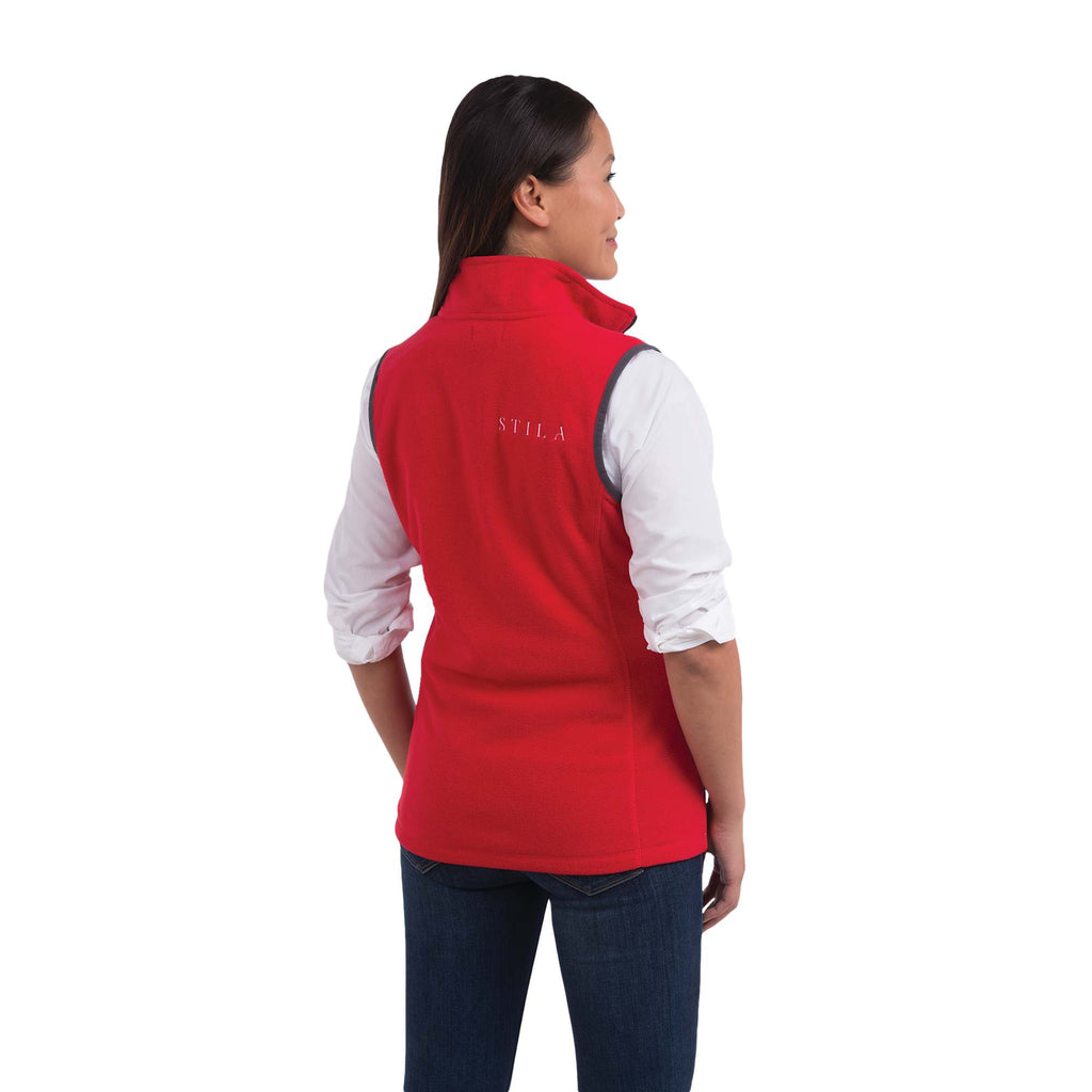Tyndall Microfleece Vest with Contrast Binding for Women Laser Engraving - Team Red - Back Flat