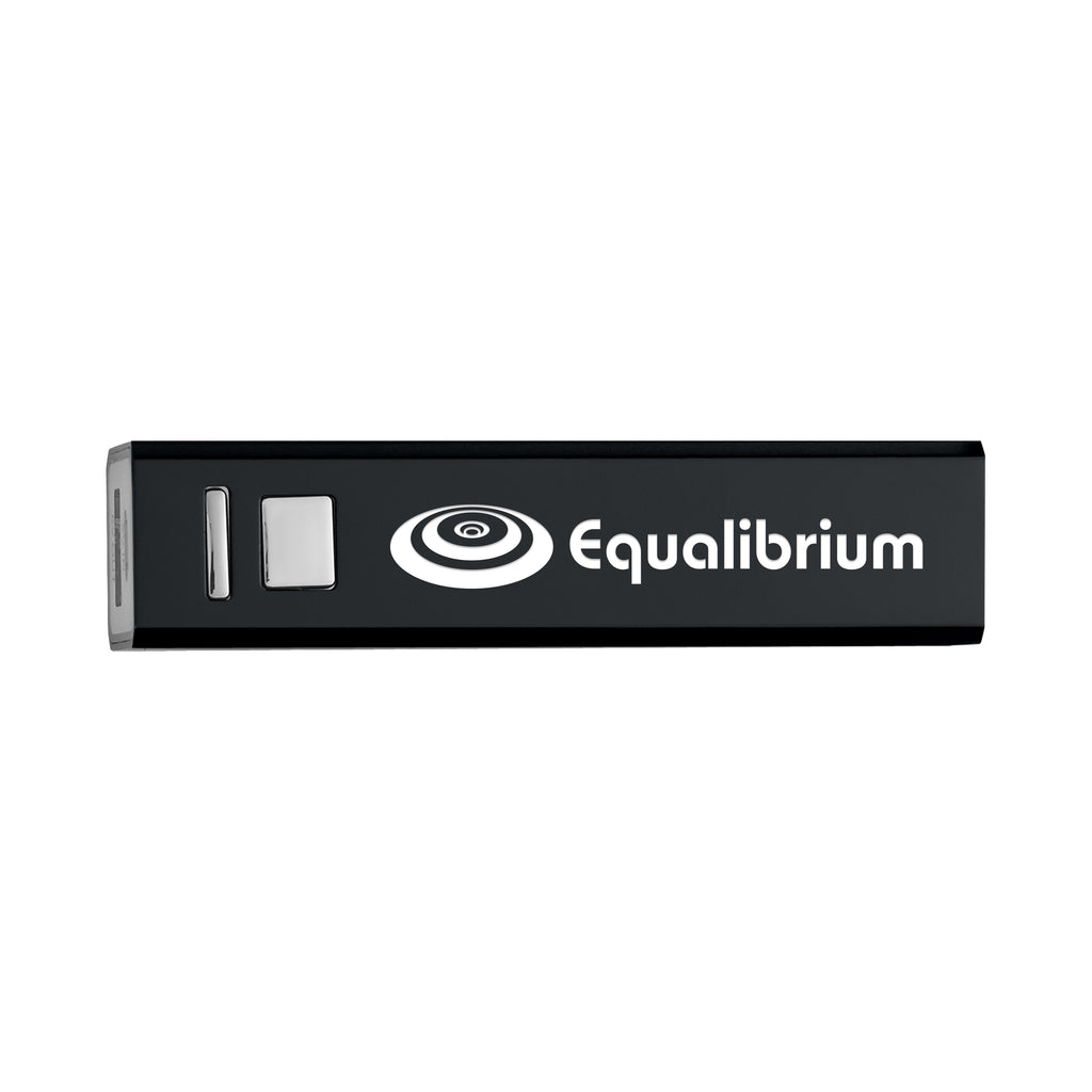 UL Listed On-the-Go Power Bank, 2,200 mAh - Black - Laser Engraving
