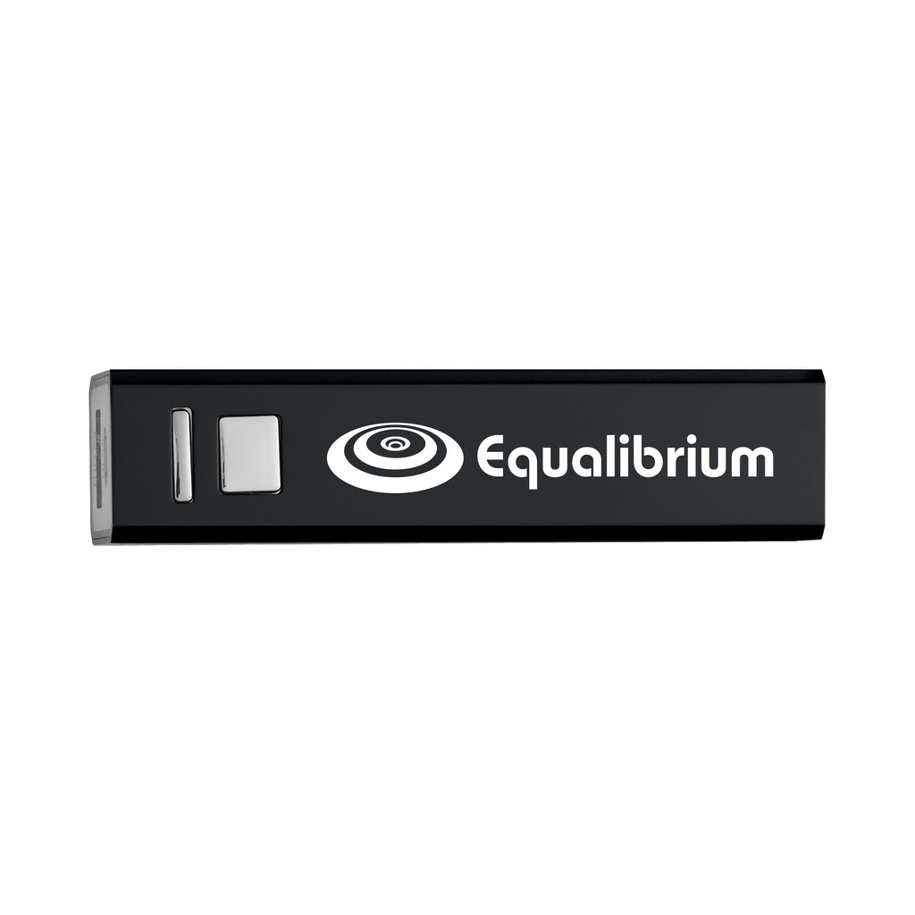 UL Listed On-the-Go Power Bank, 2,200 mAh - Black - Silk Screen