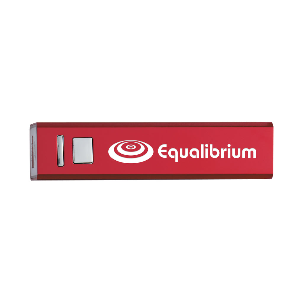 UL Listed On-the-Go Power Bank, 2,200 mAh - Red - Laser Engraving