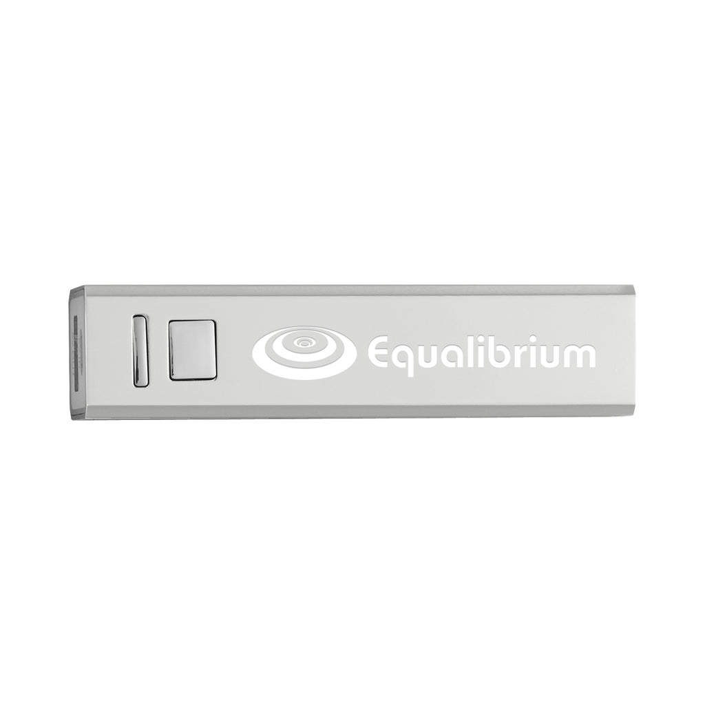 UL Listed On-the-Go Power Bank, 2,200 mAh - Silver - Laser Engraving