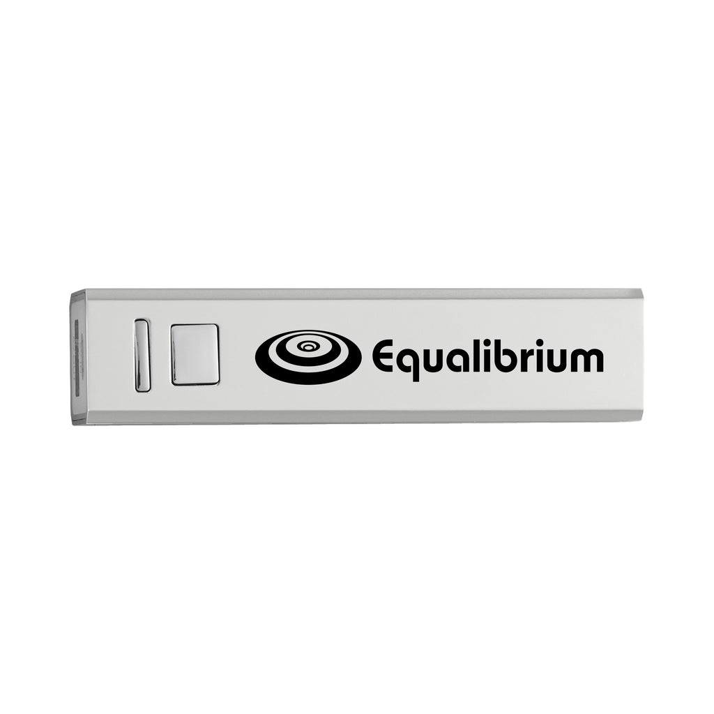 UL Listed On-the-Go Power Bank, 2,200 mAh - Silver - Silk Screen
