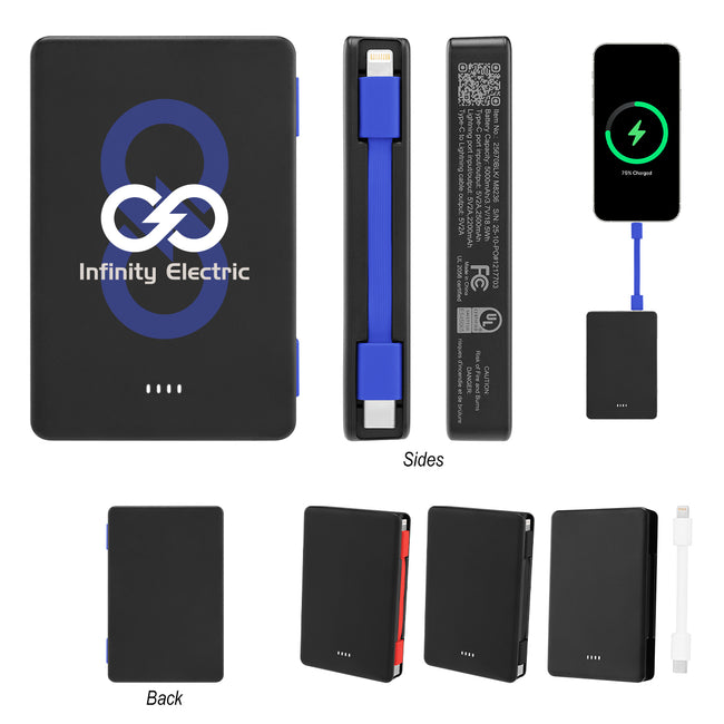UL Listed Power Bank with One Cable, 5,000 mAh
