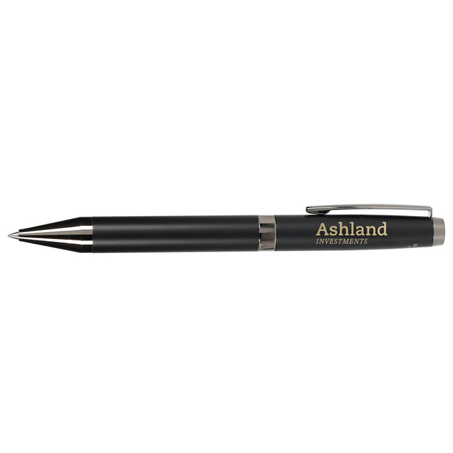 Ultra Gel Pen in Recycled Brass with Gunmetal Accents Laser Engraving