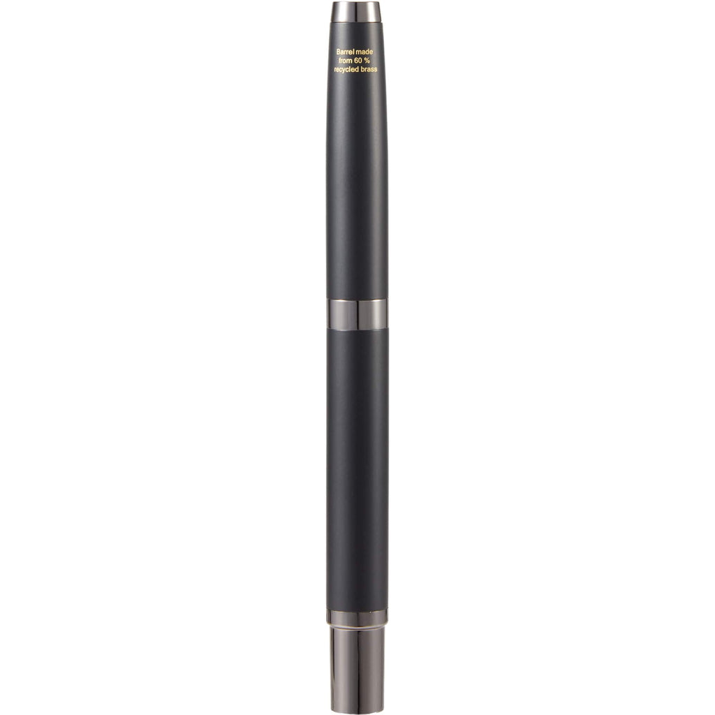 Ultra Gel Rollerball Pen in Recycled Brass, Gunmetal Trim Laser Engraving - Black - Back