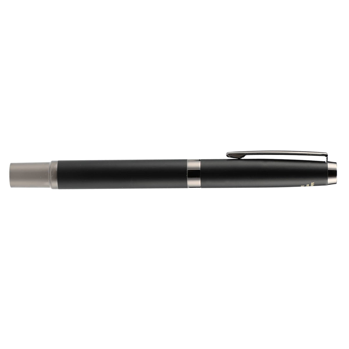 Ultra Gel Rollerball Pen in Recycled Brass, Gunmetal Trim Laser Engraving - Black - Left Side