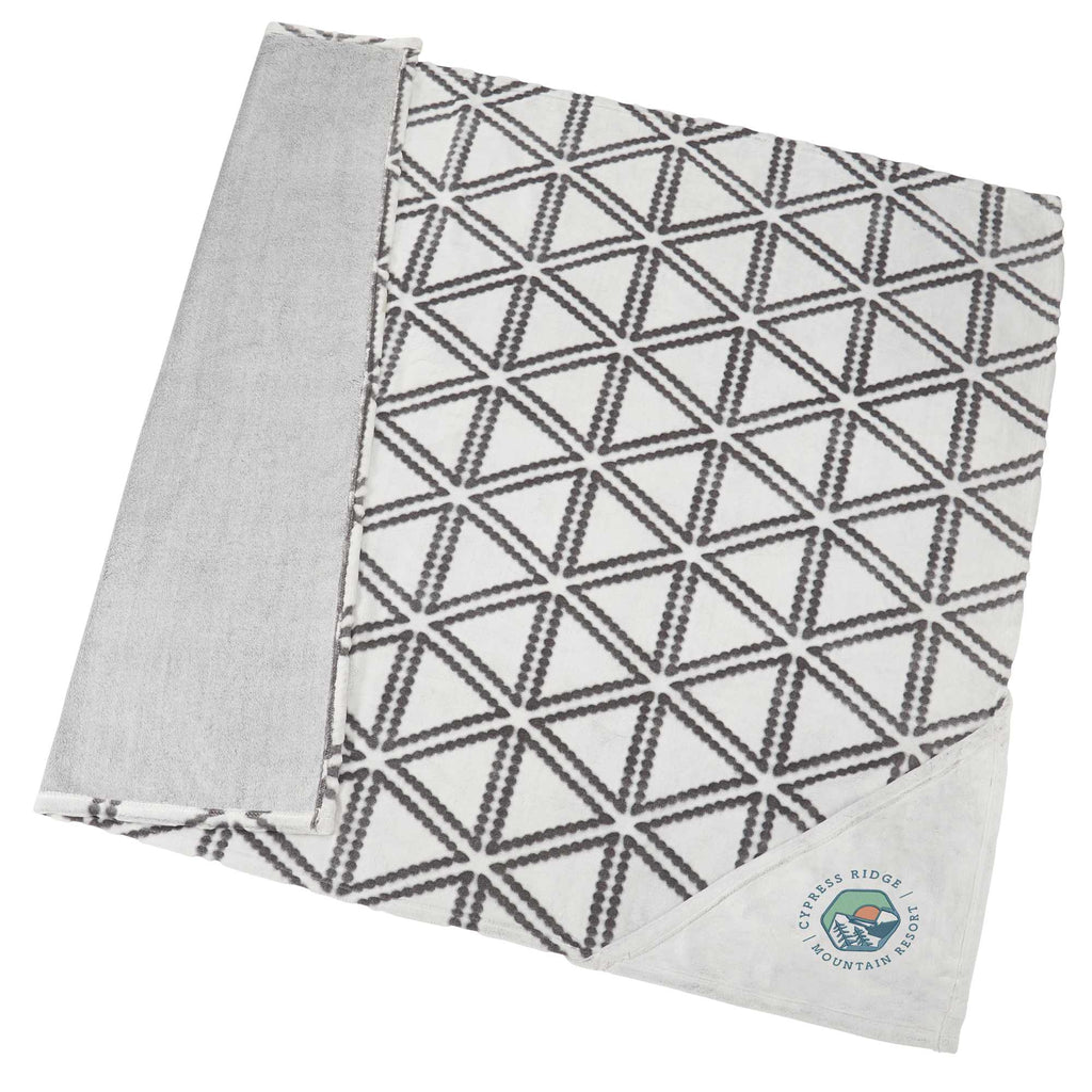 Ultra Plush Blanket with Burnout Sculpture Pattern Embroidery - Gray - Photo 2