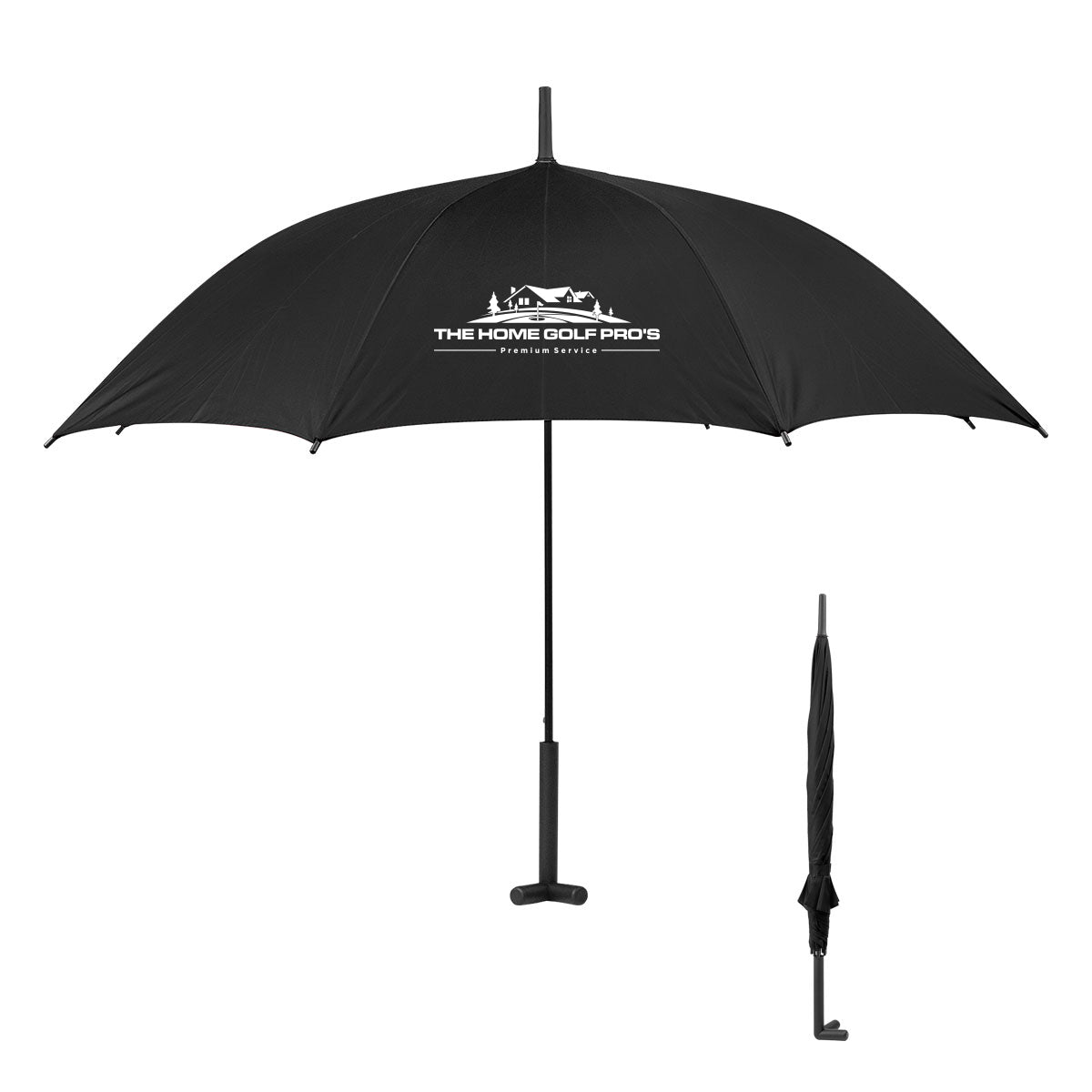 Umbrella with a Prop Stand, 46 Inch Arc - Black - Silk Screen